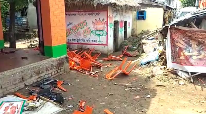 BJP party office vandalised in Birbhum, TMC accused