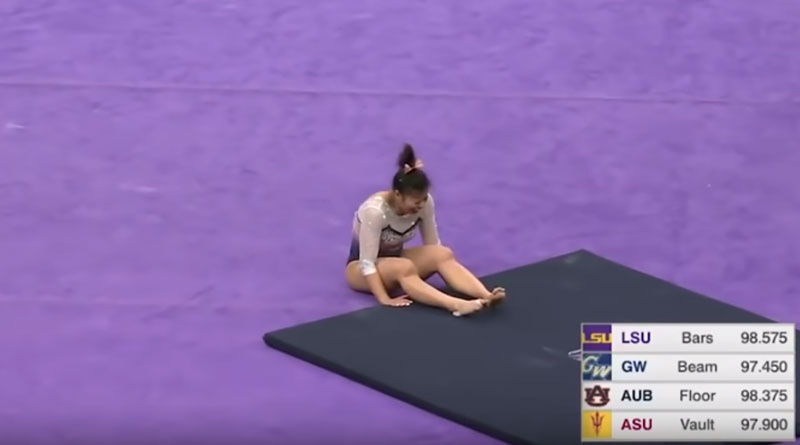 American gymnast Sam Cerio broke both legs during floor routine