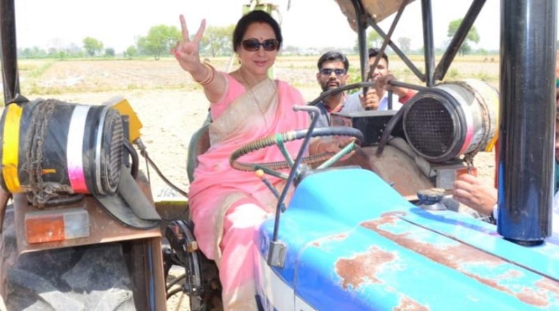 Hema Malini trolled for driving a tractor during campaigning