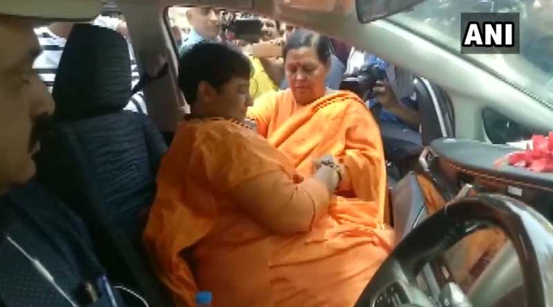BJP’s ex-Bhopal MP Uma Bharti has ‘emotional’ meet with Pragya.