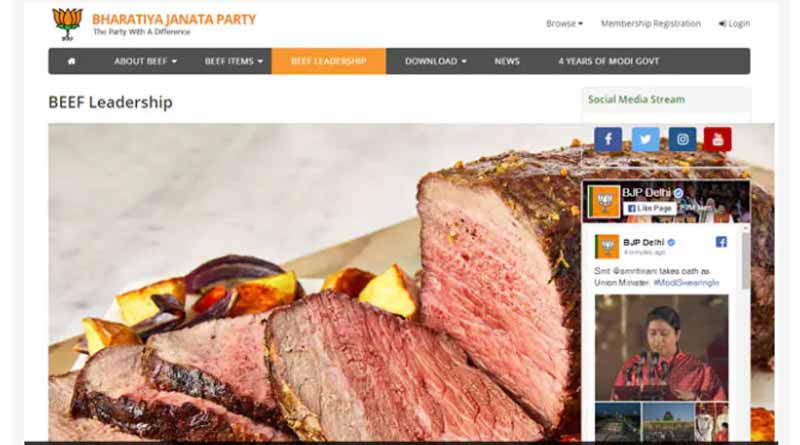 BJP Delhi website hacked, menu bars replaced with Beef recipes