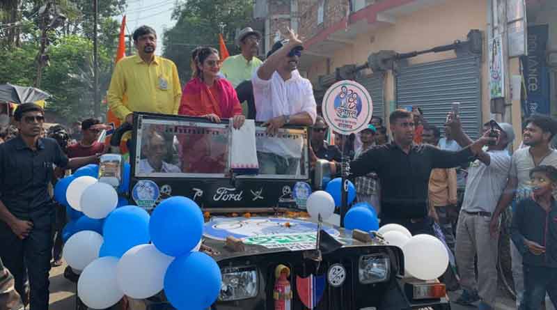 শেষবেলার প্রচারে ঝড় তুললেন নুসরত, সঙ্গী দেব