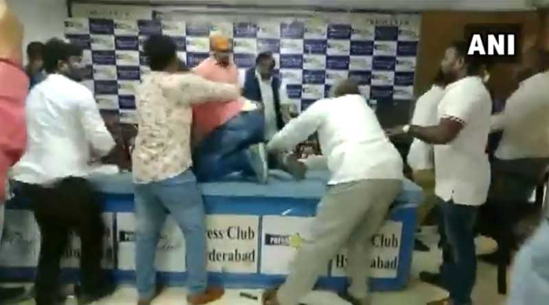Dalit Body Chief Attacked During Press Conference In Hyderabad