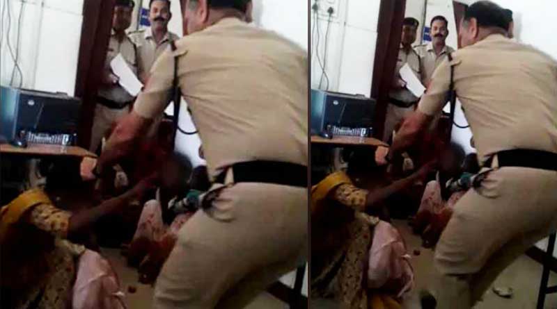 থানার মধ্যেই মহিলার চুলের মুঠি ধরে বেধড়ক মার পুলিশের, ভাইরাল ভিডিও