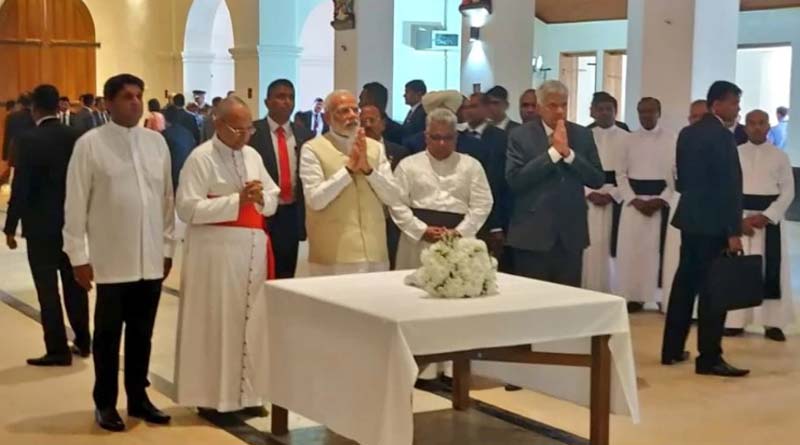 PM Narendra Modi visits bombed Colombo church