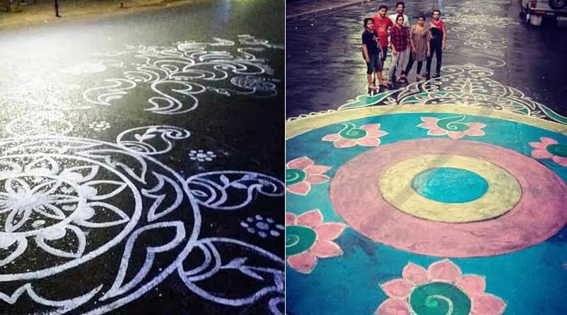 Artists of Asansol make design on road on World Environment Day