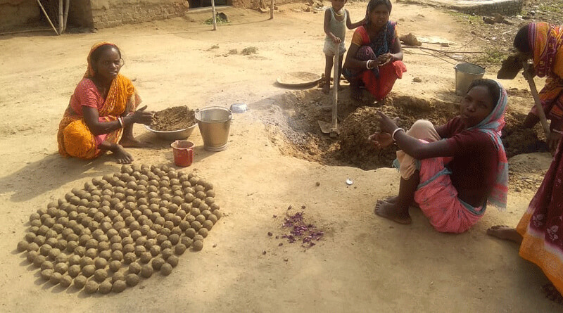 Forest departmen sows seed ball in the barrel land of Purulia
