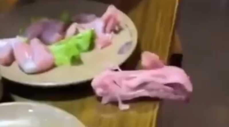 Raw chicken jumps off plate in bizarre viral video. Internet is shocked