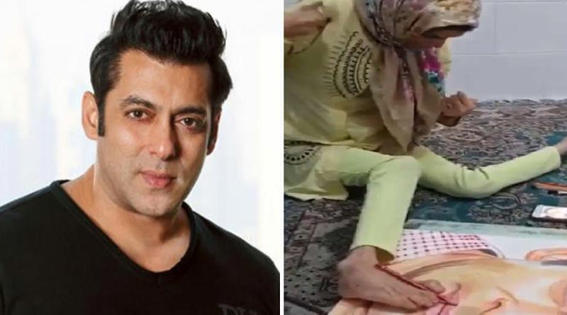 পা দিয়ে সলমনের ছবি আঁকলেন প্রতিবন্ধী ভক্ত, ভিডিও শেয়ার করলেন অভিনেতা