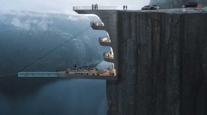 Have a look to the proposed hanging hotel near cliff in South of Norway