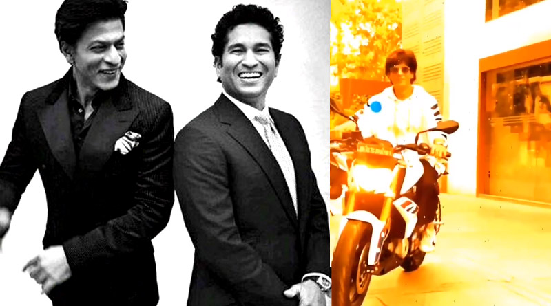 Shah Rukh Khan rides bike without helmet, Sachin alerts him