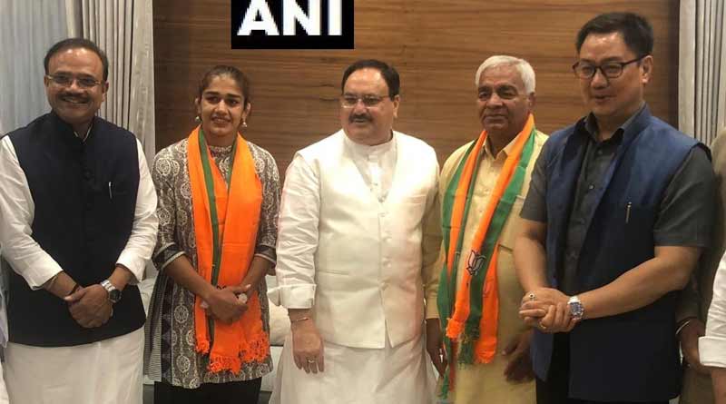 Wrestler Babita Phogat and her father Mahavir Singh Phogat join BJP