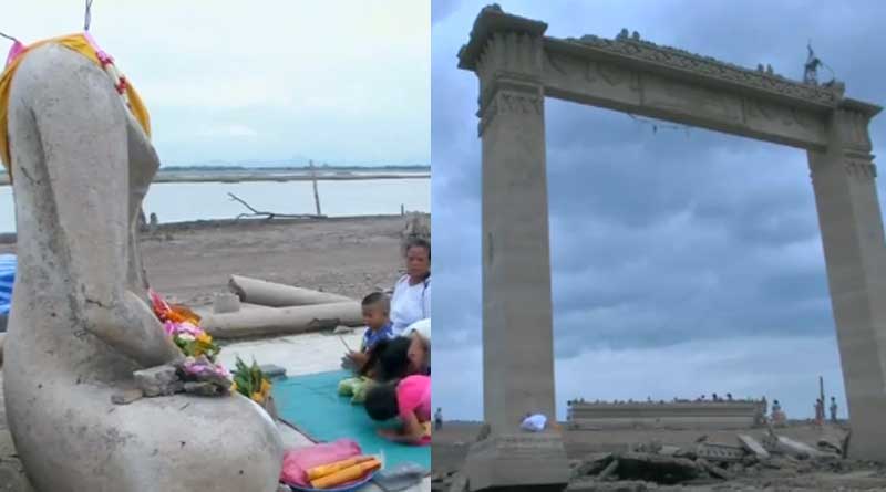 Drought Reveals Lost Temple In Thailand Submerged By Dam