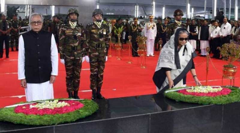 বঙ্গবন্ধুর মৃত্যুবার্ষিকীতে শ্রদ্ধাজ্ঞাপন প্রধানমন্ত্রী হাসিনার