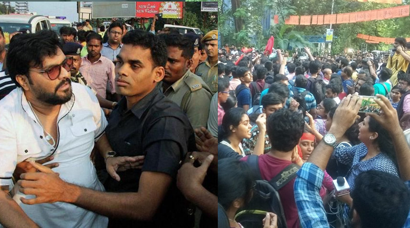 বাবুল সুপ্রিয়কে ঘিরে যাদবপুরে ধুন্ধুমার, কেন্দ্রীয় মন্ত্রীকে নিগ্রহ বামপন্থী পড়ুয়াদের