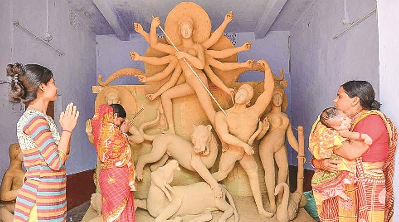 Devi Durga worshiped on a platform which made by human skulls