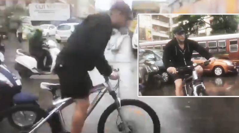 Amidst heavy rains, Salman Khan rides bicycle to reach the set