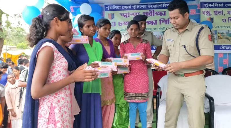 Purulia police distributes sanitary napkins to the women free of cost