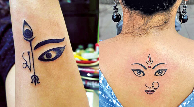 Idol Durga in tattoo, new fashion in Kolkata