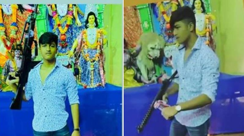 দুর্গাপ্রতিমার সামনে আগ্নেয়াস্ত্র হাতে বিপ্লব দেবের ছেলে, ভাইরাল ছবিতে বাড়ছে বিতর্ক