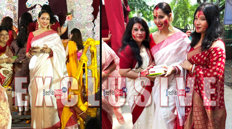 Bipasha Basu celebrates Dashami with husband Karan Singh Groover