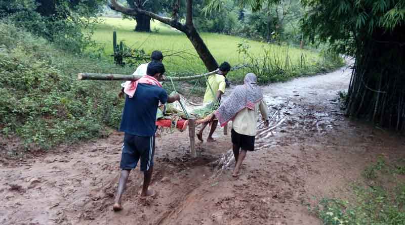 স্বাধীনতার ৭২ বছর পরেও নেই রাস্তা, রোগীকে হাসপাতালে নিয়ে যেতে ভরসা ‘ডুলি’