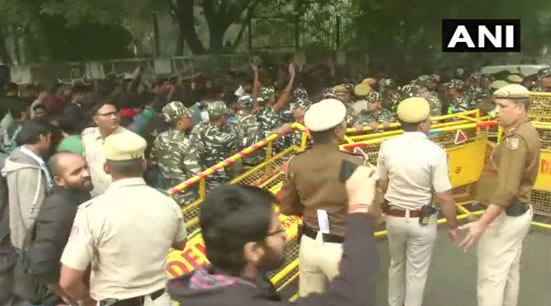 Massive protest on campus over fee hike, police use water canons