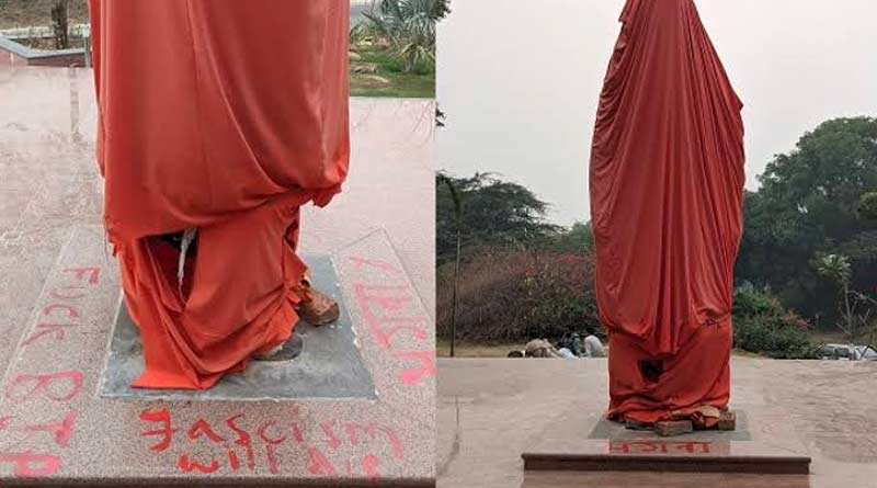 Delhi police loged a complain against Vivekananda's statue vandalise case