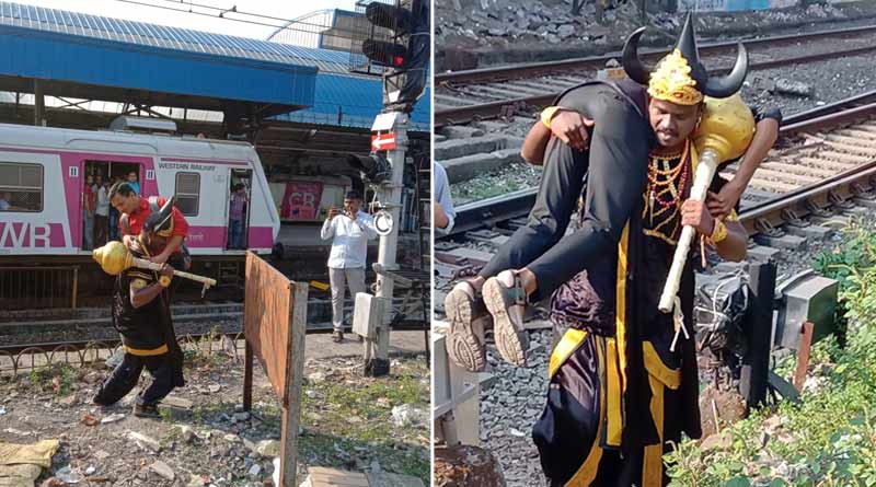 Crossing railway tracks is dangerous. Yamraj will teach you a lesson