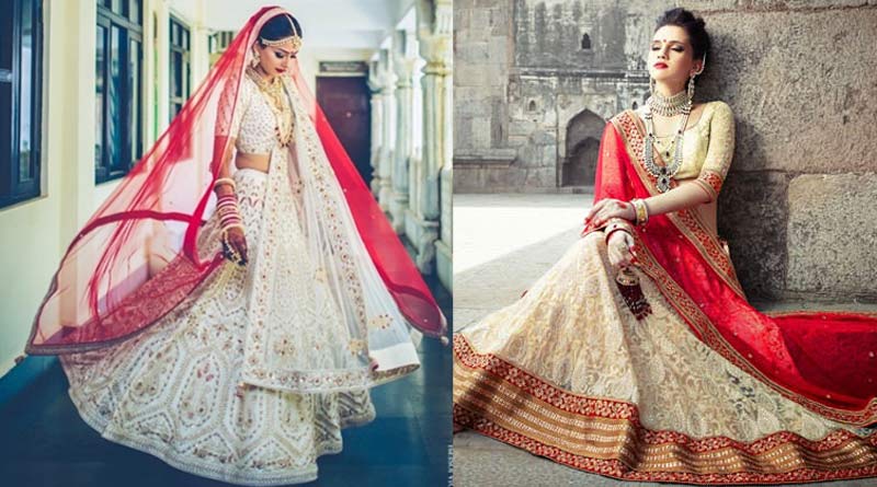 Bride's white and red combination lehenga is now fashion in