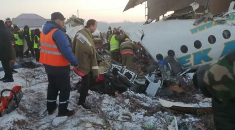 Plane with 100 people on board crashes near Kazakhstan’s Almaty airport