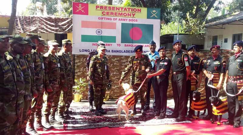 Indian Army gifts Bangladesh Army specially trained dogs