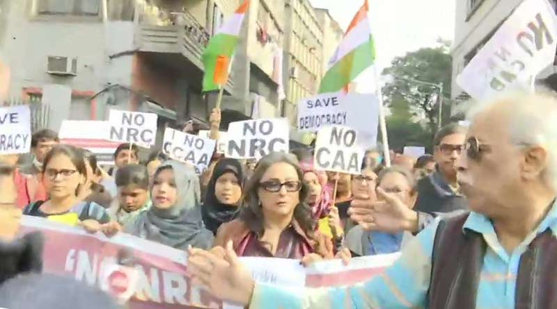 Aparna Sen, Kaushik Sen walk in CAA protest rally in Kolkata