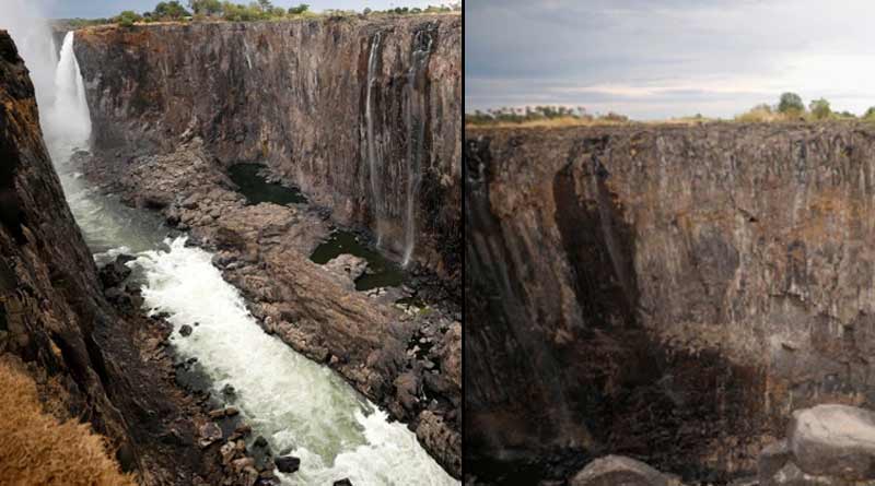 Victoria falls is drying up for global warming, environmentalists worried