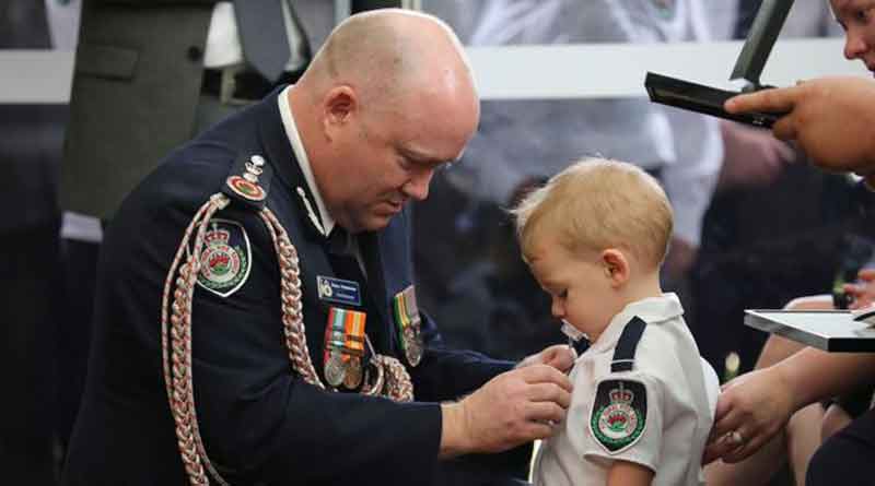 Son of firefighter Geoffrey Keaton awarded medal at funeral