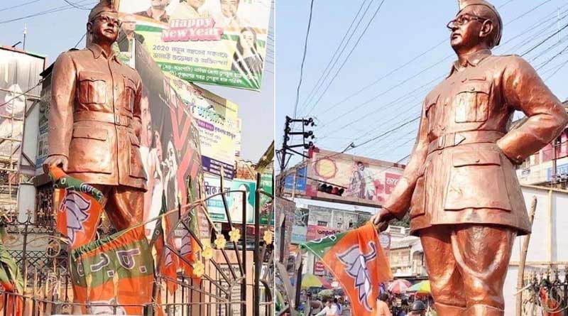 নেতাজির মূর্তির হাতে বিজেপির পতাকা নিয়ে বিতর্ক, CAA ইস্যুতে দল ছাড়ছেন অসন্তুষ্ট চন্দ্র বসু!