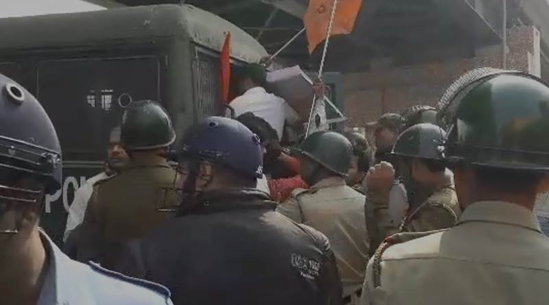 Chaos in ABVP's rally in Burdwan on sunday morning