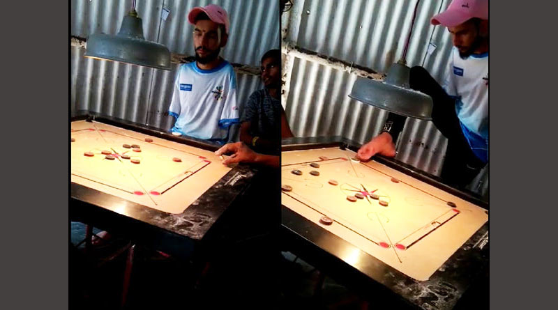 video of a specially-abled man playing carrom has gone viral