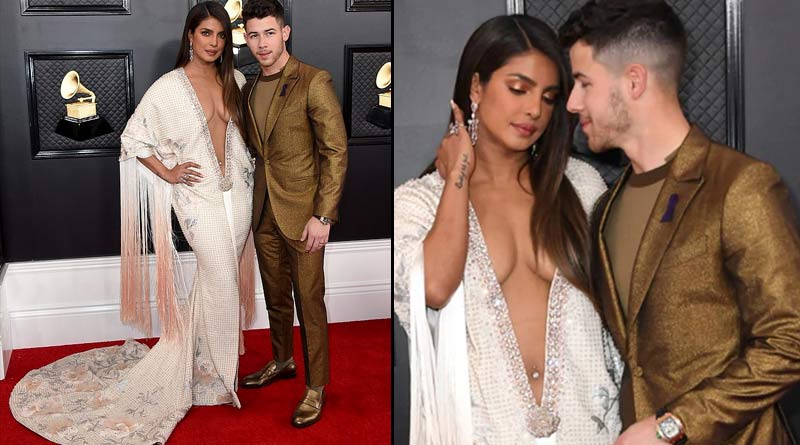 Priyanka Chopra showed up on the Grammy red carpet in a white gown