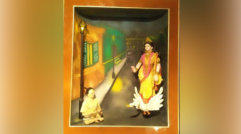 সরস্বতীর আরাধনায় বিদ্যাসাগরকে শ্রদ্ধা জানাল বর্ধমানের এই পুজো মণ্ডপ