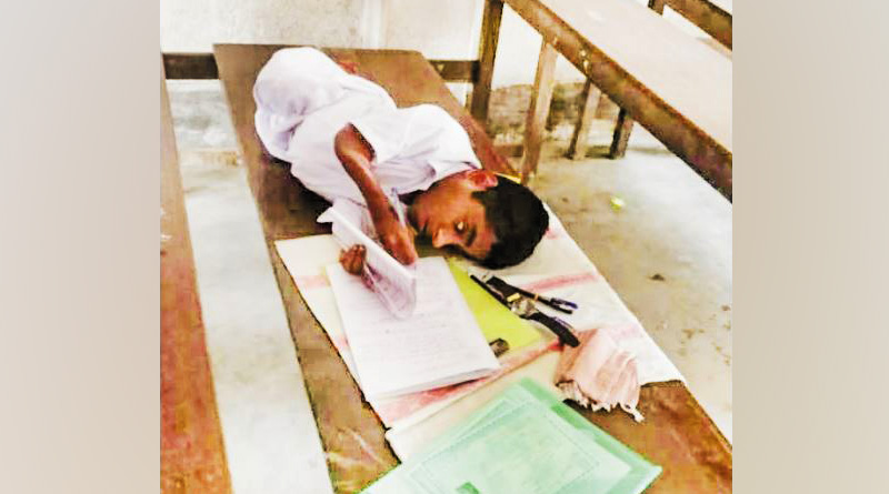 Beating odds differently abled Bengal youth appears for Madhyamik