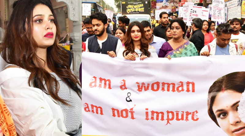 Tollywood actress Ritabhari Chakraborty attends silent rally in Kolkata