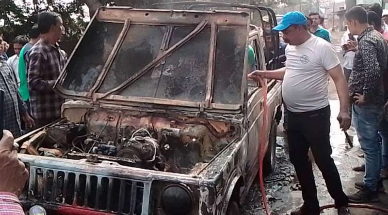 TMC councellor become star as he put out the fire of a car