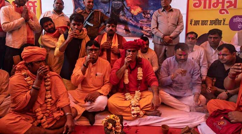 Publicity-hungry swami drinks cow urine at Delhi party to piss off coronavirus