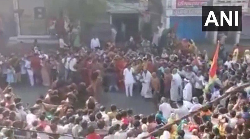 Social distancing rules flouted in MP, people celebrating monk arrival