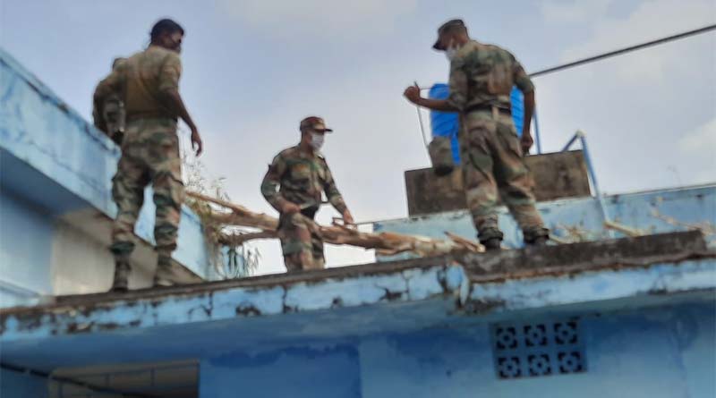 Indian army is on work of restoration in South 24 parganas after amphan