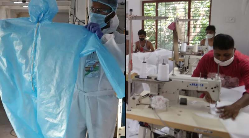Businessman of Katwa starts making PPE kits after loss in textile business during lockdown
