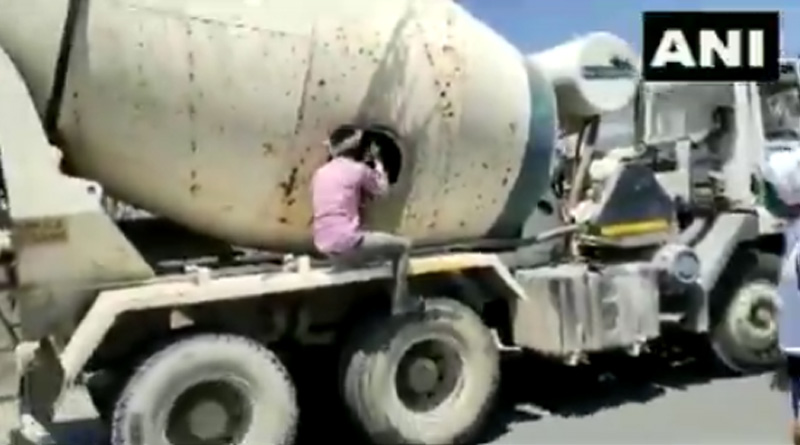 18 people found travelling in the mixer tank of a concrete mixer truck