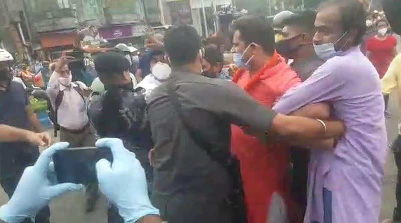 Clash between BJP youth members and Police at Phoolbagan, Soumitra Khan arrested