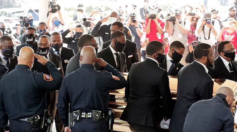 Cops attend george floyd's funeral at Houston in USA